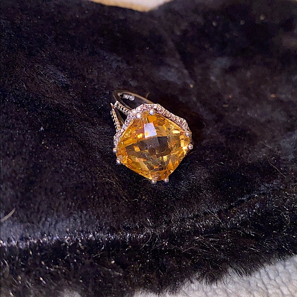 Citrine Cushion Cut Ring - image 1
